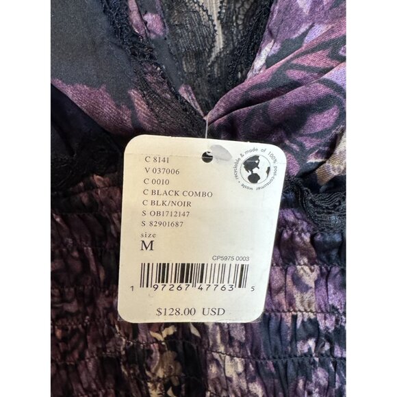 Free People MEDIUM Bodysuit Worth The Wait Balloon Long Sleeves Smocked Lace - Picture 4 of 14